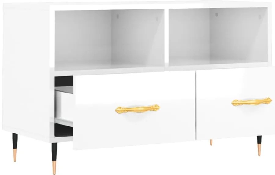 vidaXL Έπιπλο Τηλεόρασης Γυαλ. Λευκό 80x36x50 εκ. Επεξεργασμένο Ξύλο