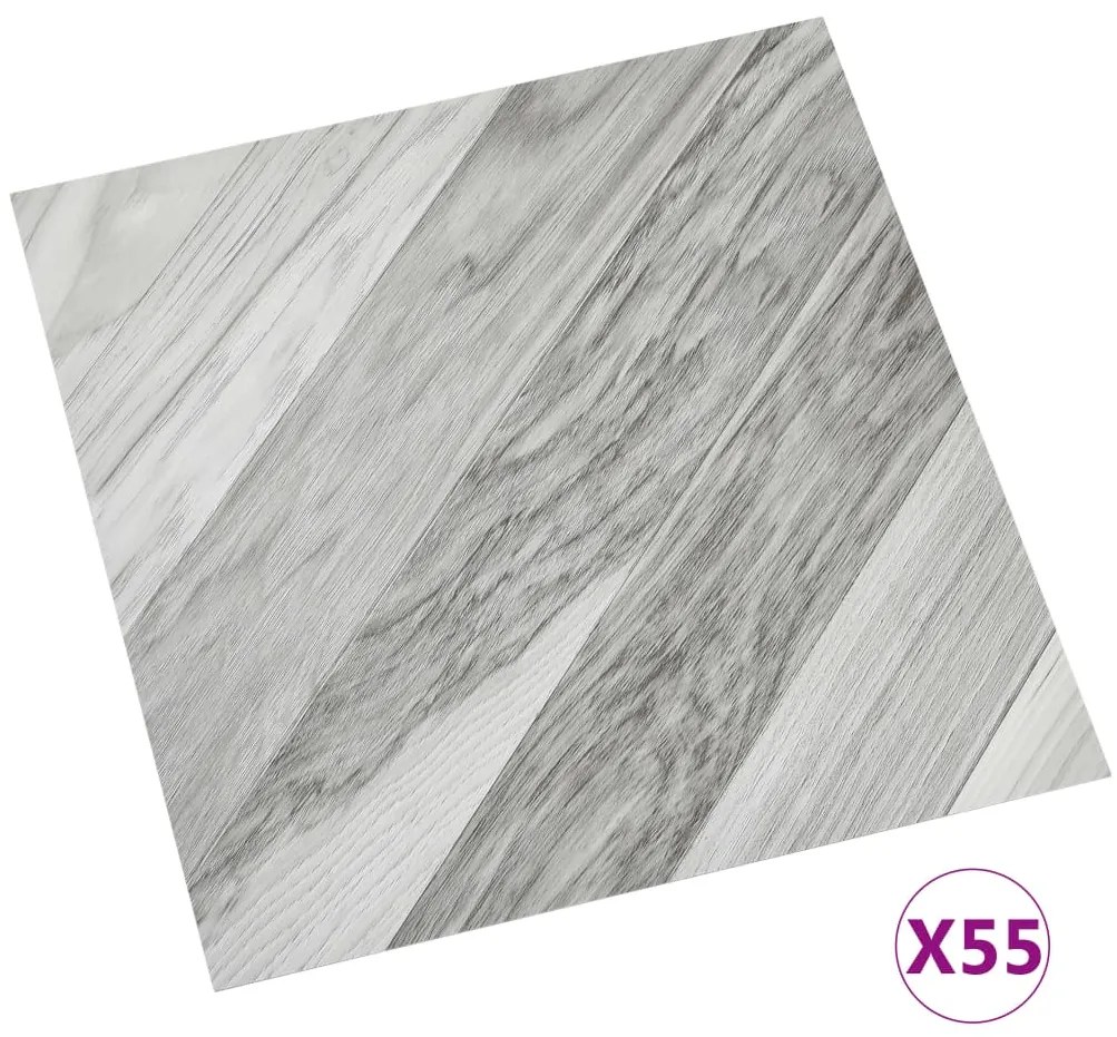 vidaXL Δάπεδο Αυτοκόλλητο Ριγέ Γκρι 55 τεμ. 5,11 μ² από PVC
