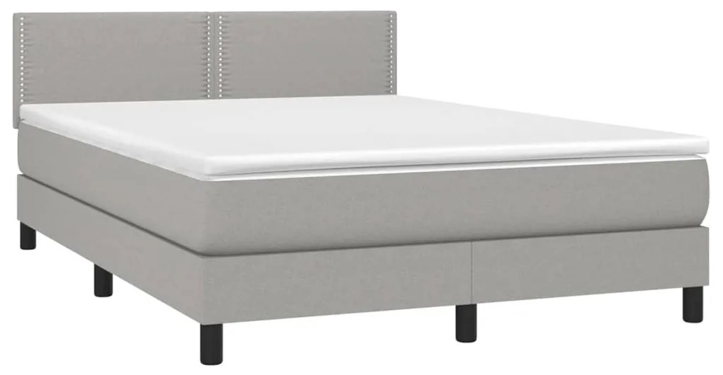 vidaXL Κρεβάτι Boxspring με Στρώμα & LED Αν.Γκρι 140x200 εκ Υφασμάτινο