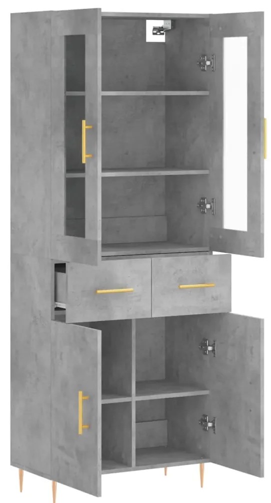 vidaXL Ντουλάπι Γκρι Σκυροδέματος 69,5x34x180 εκ. Επεξεργασμένο Ξύλο