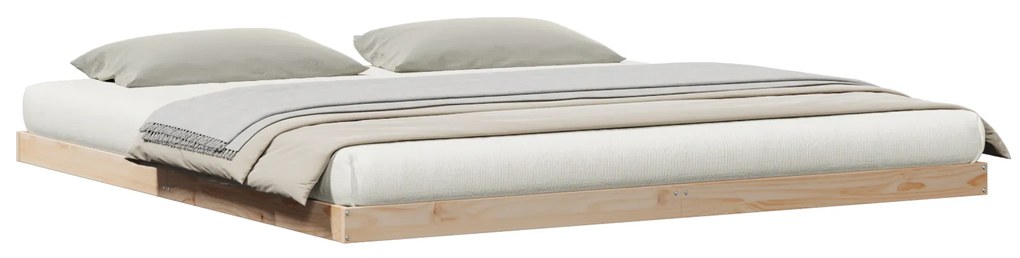 vidaXL Κρεβάτι δαπέδου Φυσικό 200 x 220 cm Μασίφ ξύλο πεύκου