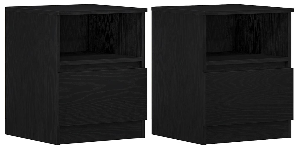 vidaXL Κομοδίνα 2 τμχ Μαύρο Δρυς 40x40x50 εκ Επεξεργασμένο ξύλο