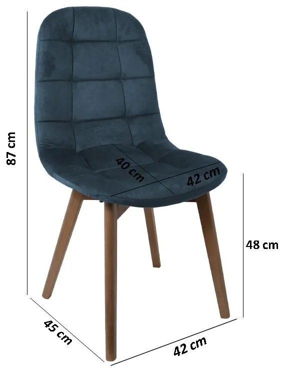 Καρέκλα Τραπεζαρίας T-18 Fylliana Σκούρο Μπλέ με Grey oak πόδια 42x45x95εκ. 2αδα 42x45x95 εκ.
