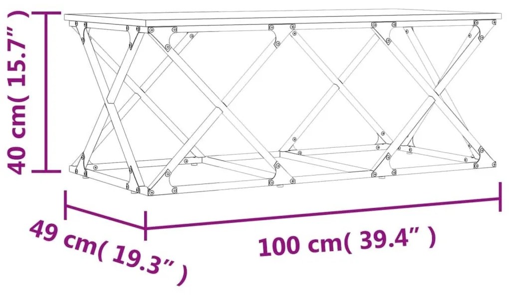 Τραπεζάκι Σαλονιού Καφέ Δρυς 100x49x40 εκ. Επεξεργασμένο Ξύλο - Καφέ