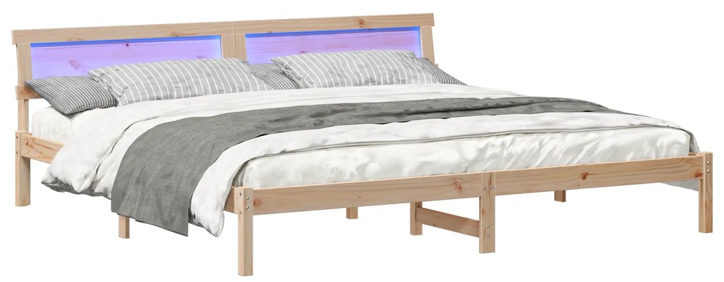 vidaXL Σκελετός Κρεβατιού Καφέ 200 x 200 cm Μασίφ ξύλο πεύκου