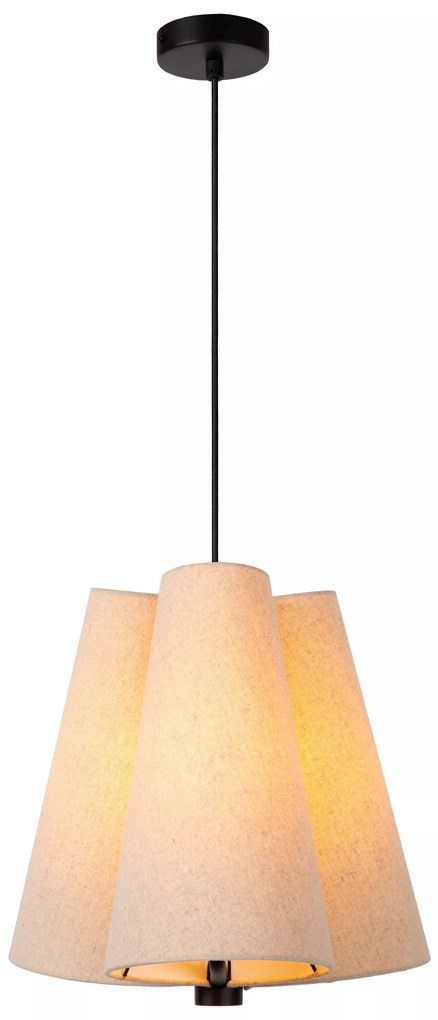 Φωτιστικό Κρεμαστό Lucide 30495-03-38 GREGORY Μπεζ/Κρεμ (Beige/Creme)|Μαύρο Ματ (Black Mat)