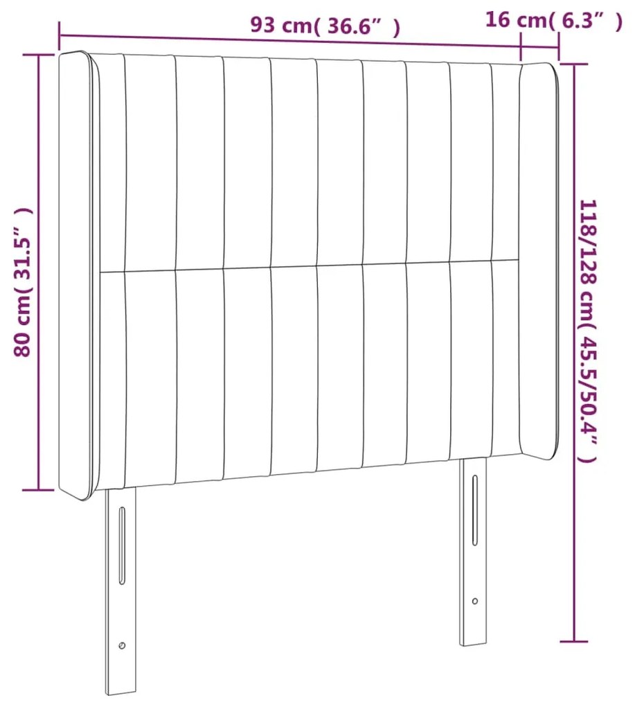 vidaXL Κεφαλάρι Κρεβατιού LED Μπλε 93x16x118/128εκ. Υφασμάτινο