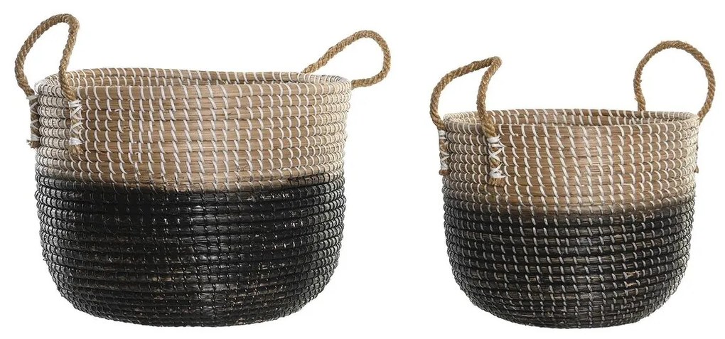 Σετ Καλαθιών DKD Home Decor Φυσικό Γκρι Θαλασσινό γρασίδι (41 x 25 x 42 cm) (2 Τεμάχια)