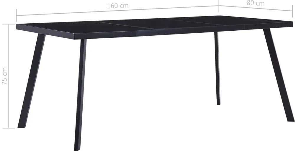 vidaXL Τραπεζαρία Μαύρη 160 x 80 x 75 εκ. από Ψημένο Γυαλί