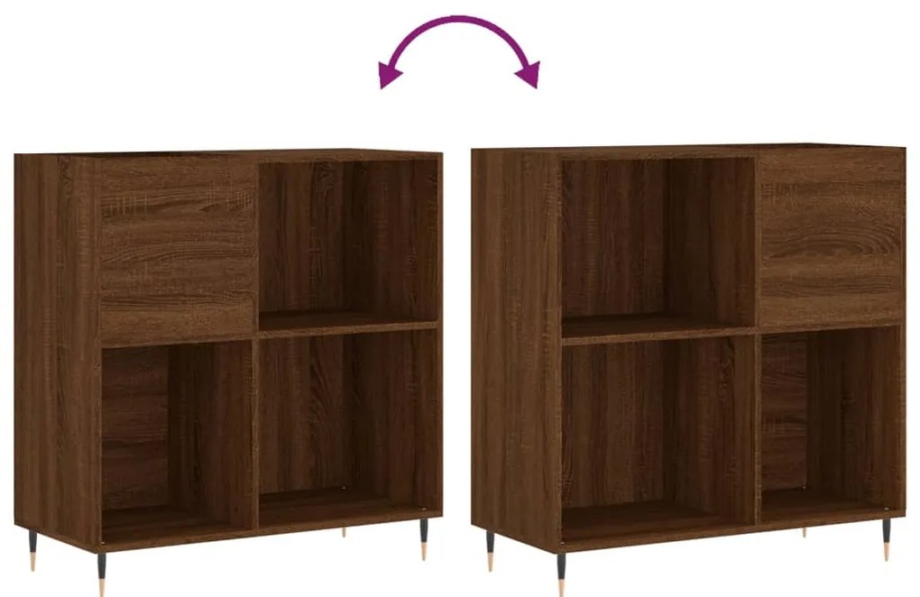 vidaXL Δισκοθήκη Καφέ Δρυς 84,5 x 38 x 89 εκ. από Επεξεργασμένο Ξύλο