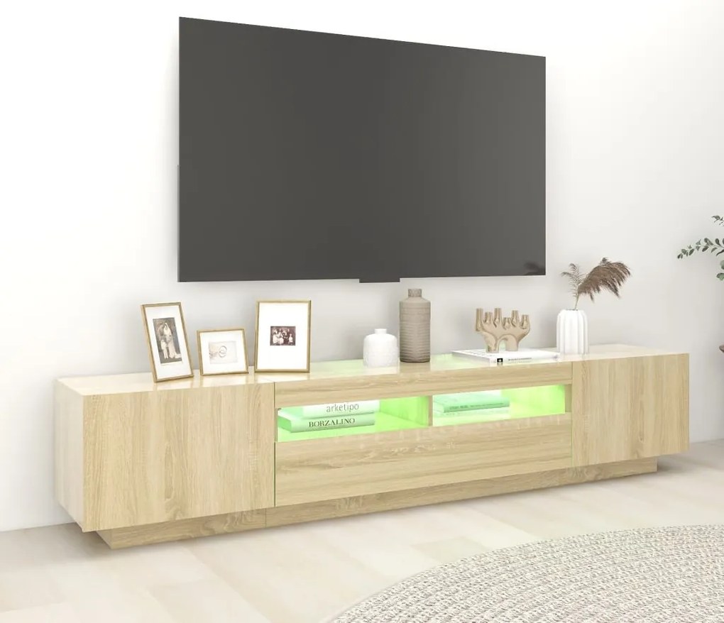 vidaXL Έπιπλο Τηλεόρασης με LED Sonoma Δρυς 200 x 35 x 40 εκ.