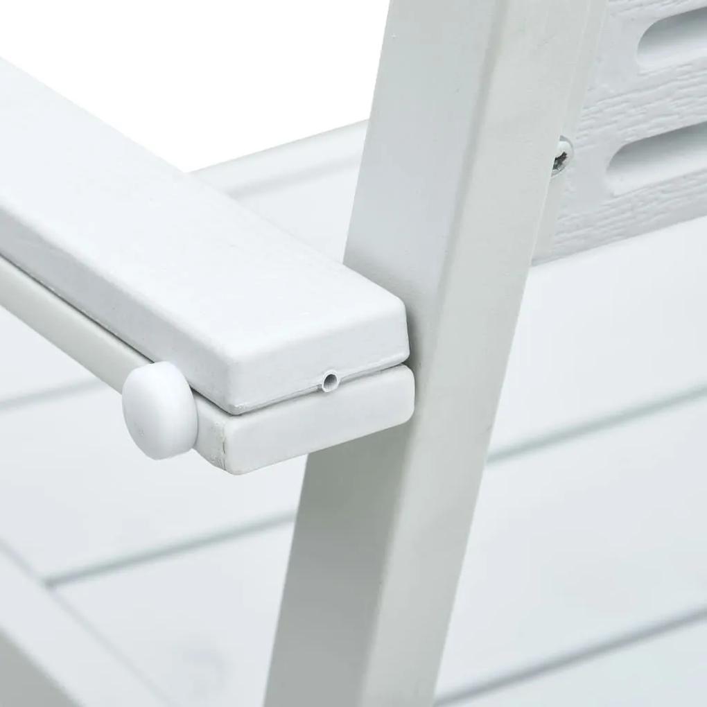 Καρέκλες Κήπου 4 τεμ. Λευκές με Όψη Ξύλου από HDPE - Λευκό