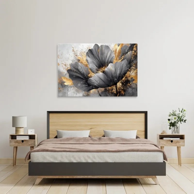 Πίνακας σε καμβά &quot;Flowers Whispering in the Night&quot; Megapap ψηφιακής εκτύπωσης 140x100x3εκ.