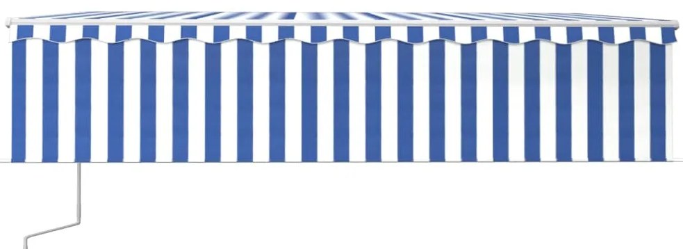 vidaXL Τέντα Αυτόματη με Σκίαστρο/LED/Αισθ. Ανέμου Μπλε/Λευκό 6 x 3 μ.