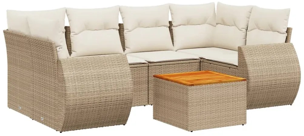 vidaXL Σαλόνι Κήπου Σετ 7 τεμ. Μπεζ Συνθετικό Ρατάν με Μαξιλάρια