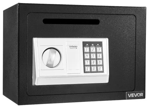 VEVOR 0.6 Cubic Feet Drop Safe, Drop Slot Safe Box with Password and Turn Knob, Heavy Duty Compact Cash Depository Box with a Front Lock Slot for Cash, Bank Slips, Jewelry, Documents, Bills, Black