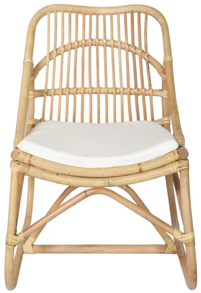 vidaXL Καρέκλα από Ρατάν και Λινό Ύφασμα