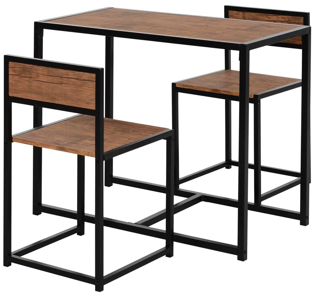 Σετ μπαρ 3 τεμαχίων, σετ ψηλού τραπεζιού 3 τεμαχίων, 2 καρέκλες, 1 τραπέζι, 90 εκ. x 47 εκ. x 76 εκ., Καφέ + Μαύρο