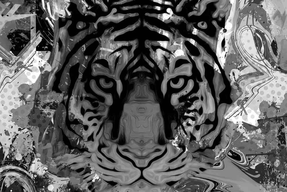 Εικόνα κεφαλιού τίγρης σε μαύρο & άσπρο - 90x60
