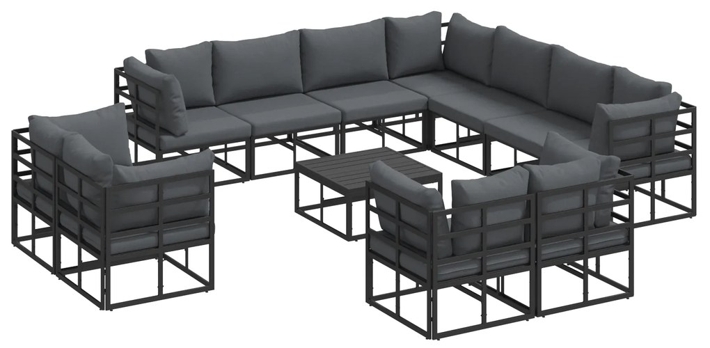 vidaXL Σετ Καναπέ Κήπου 12 pcs Μαύρο 70 x 70 x 32 εκ Αλουμίνιο