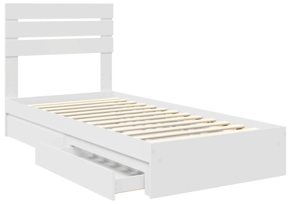 vidaXL Κρεβάτι Αποθήκης Λευκό 90 x 200 cm Επεξεργασμένο ξύλο