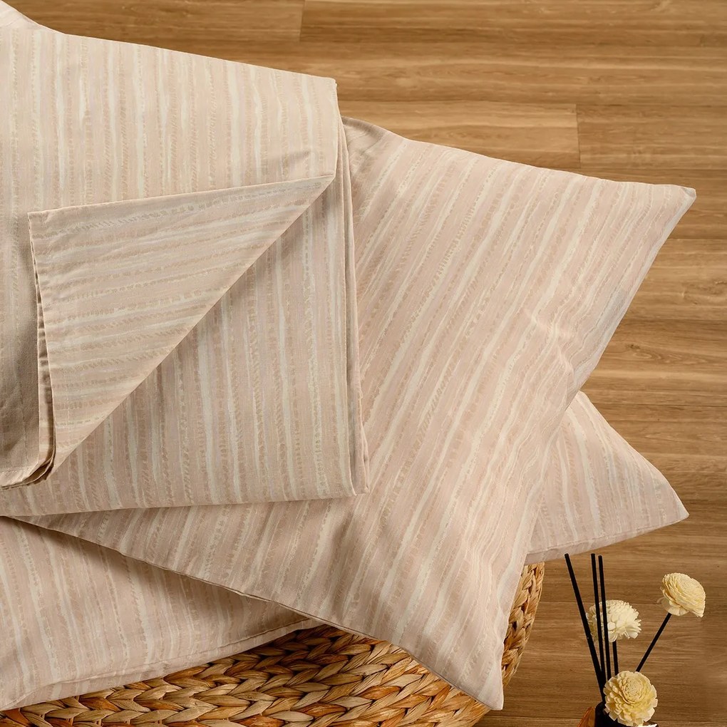 Σετ Σεντόνι Με 2 Μαξιλαροθήκες Polycotton Υπέρδιπλο Με Λάστιχο 160x200+32εκ. Nika Ecru-Beige Casual Line Mini Melinen 20004840