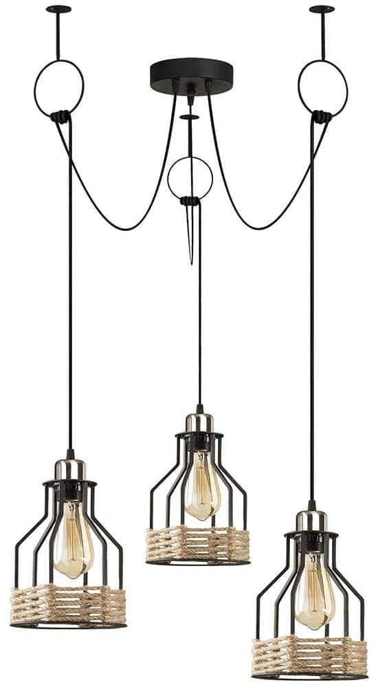 Φωτιστικό Οροφής Fiko 892OPV1688 Φ97x131cm 3xE27 40W Natural-Black Opviq