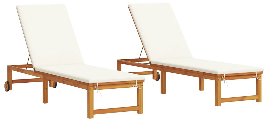 vidaXL Ξαπλώστρα 2 pcs Καφέ 53 x 202 x 89εκ Μασίφ ξύλο ακακίας