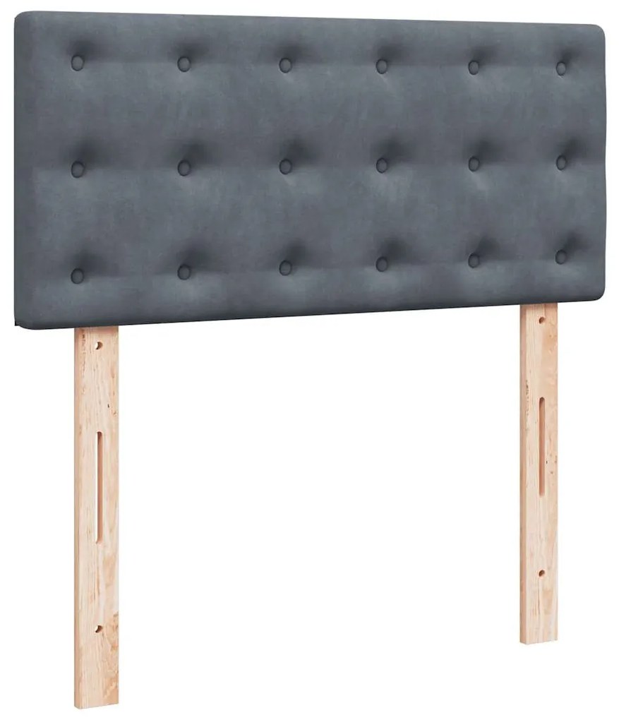vidaXL Κρεβάτι Boxspring με Στρώμα Σκούρο Γκρι 100x200 εκ. Βελούδινο