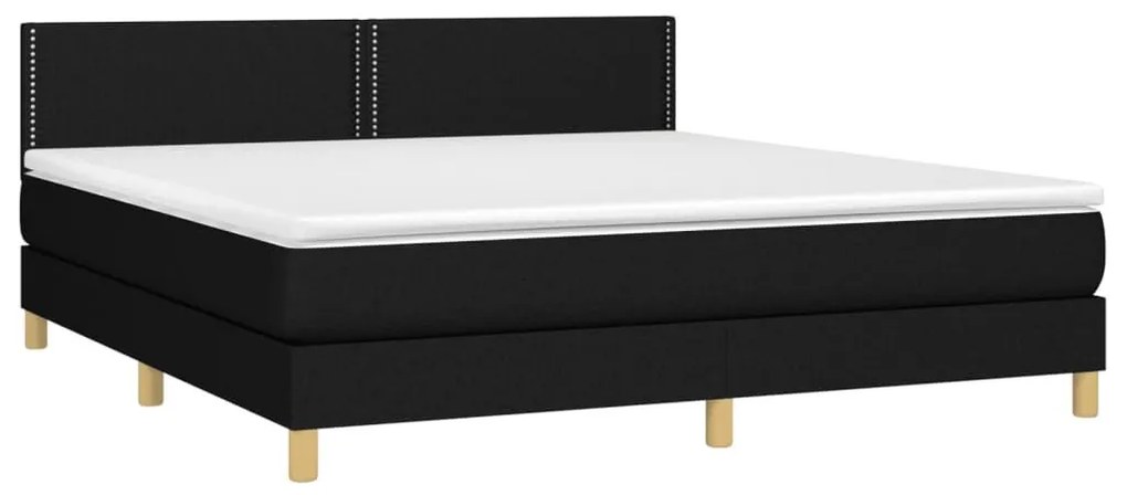 Κρεβάτι Boxspring με Στρώμα Μαύρο 160x200 εκ. Υφασμάτινο - Μαύρο