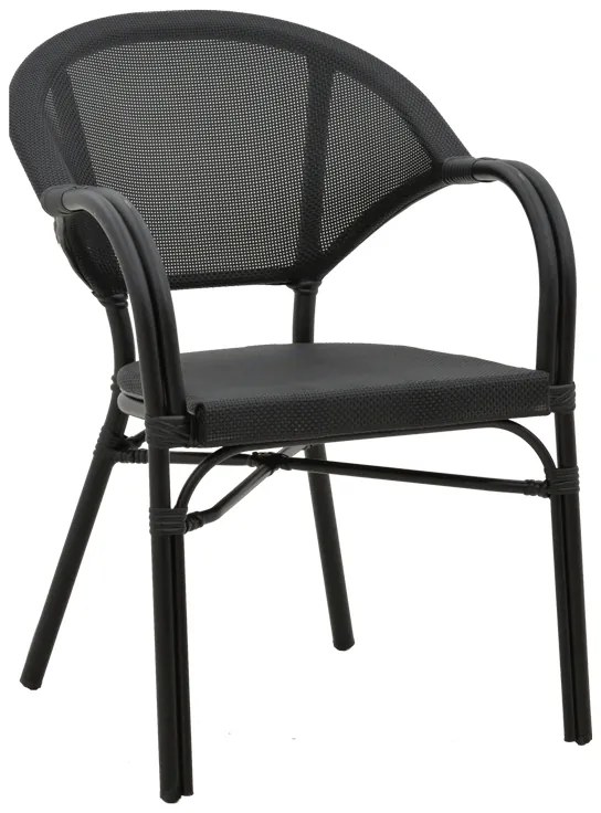 Πολυθρόνα Elyza pakoworld μαύρο αλουμίνιο-μαύρο textilene 57x62x84εκ