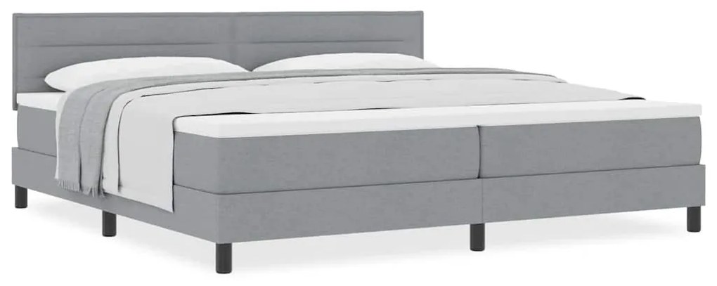 vidaXL Κρεβάτι box spring με στρώμα Ανοιχτό γκρι 200 x 200 cm ύφασμα