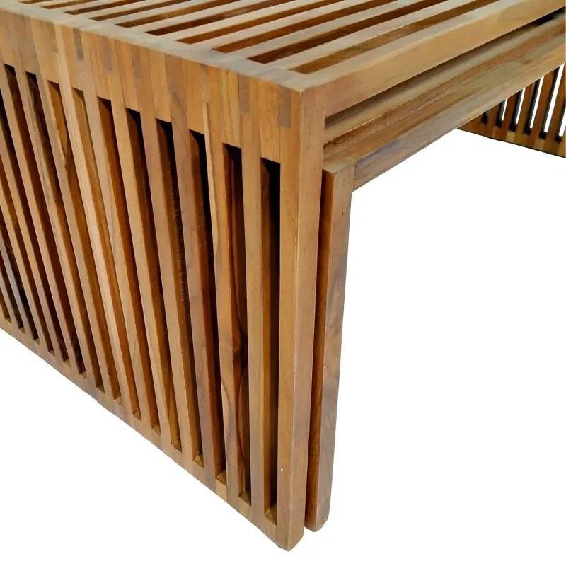Τραπέζι Tinnie C027 σετ 2τεμ teak ξύλο σε φυσική απόχρωση 110x60x46 εκ.