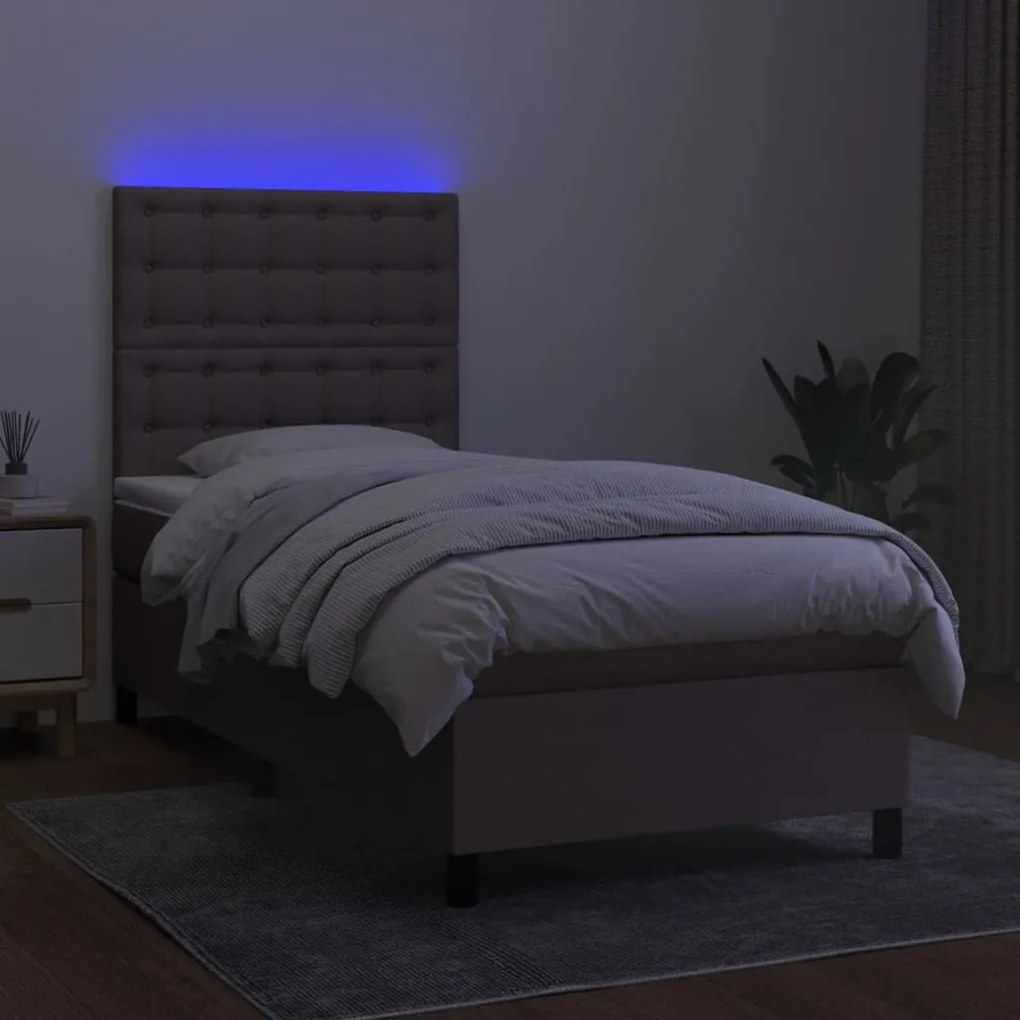 ΚΡΕΒΑΤΙ BOXSPRING ΜΕ ΣΤΡΩΜΑ &amp; LED TAUPE 80X200 ΕΚ. ΥΦΑΣΜΑΤΙΝΟ 3135153