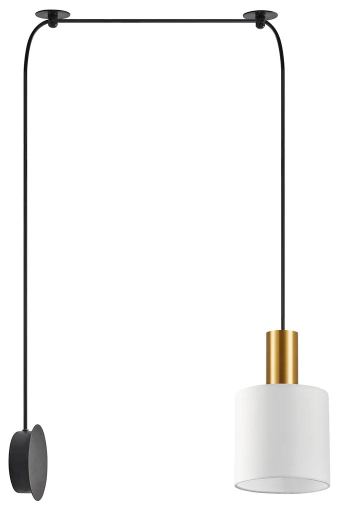 SE21-GM-4-NM1W-SH1 ADEPT TUBE Gold Matt Wall Lamp White Fabric Shade+