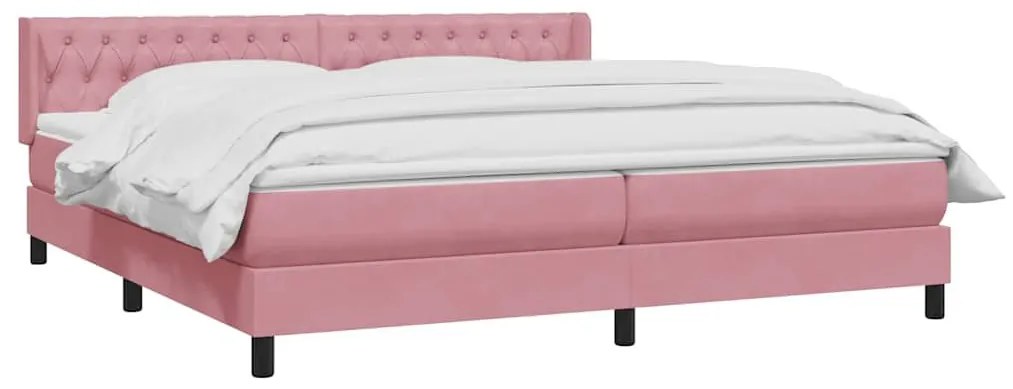 Box Spring κρεβάτι με στρώμα ροζ 200x220 cm Βελούδινο - Ροζ