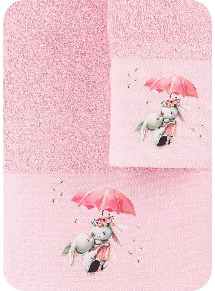 Borea Πετσέτες Σετ 2ΤΜΧ Umbrella 70 x 120 / 30 x 50 cm Ροζ