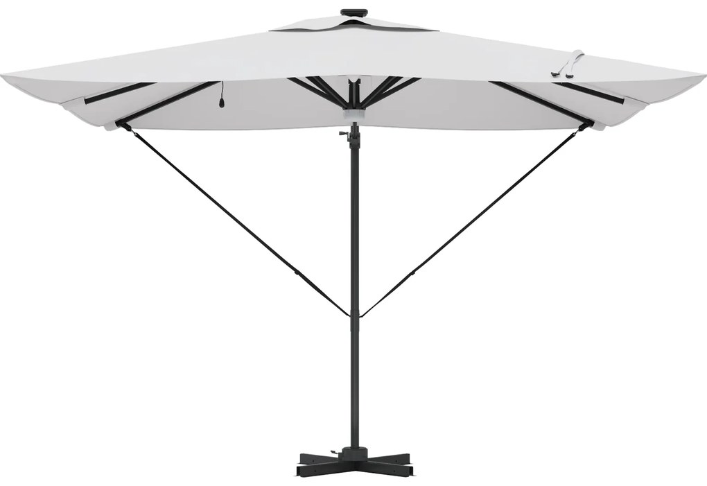 vidaXL Ομπρέλα Roma με LEDs Σαμπανί 286x285x270 εκ. Αλουμίνιο