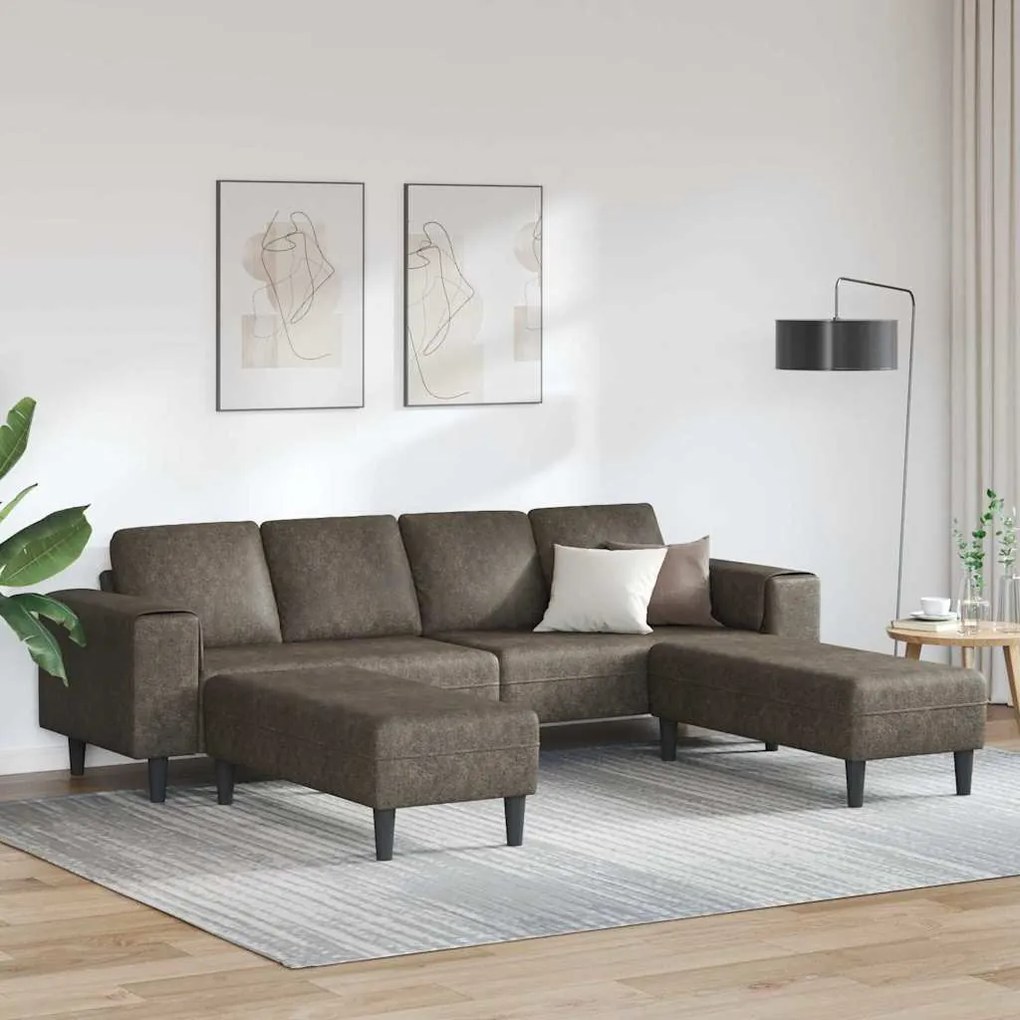 vidaXL Σετ Καναπέ 3 pcs Σκούρο γκρι Ψεύτικο σουέτ δέρμα