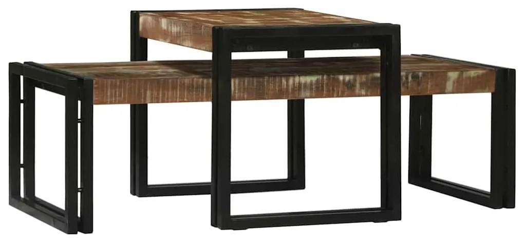 vidaXL Τραπεζάκι σαλονιού 2 pcs Πολύχρωμο Στερεό Ανακτηθέν Ξύλο