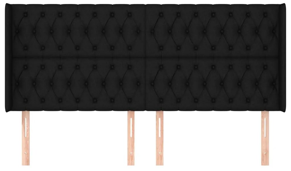 Κεφαλάρι με Πτερύγια Μαύρο 183x16x118/128 εκ. Υφασμάτινο 3119932