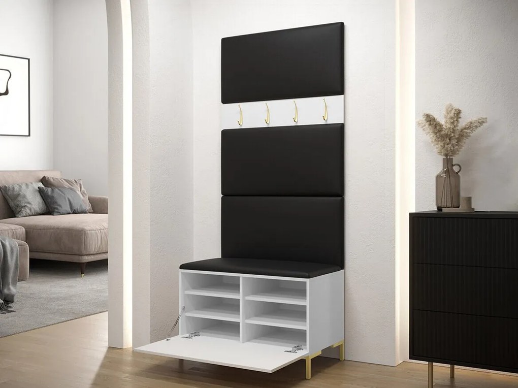 Σετ διαδρόμου Hartford F102, 196x84x46cm, 32 kg, Μαύρο, Ταπισερί, Πλαστικοποιημένη μοριοσανίδα, Εντοιχισμένη, Τοίχου | Epipla1.gr