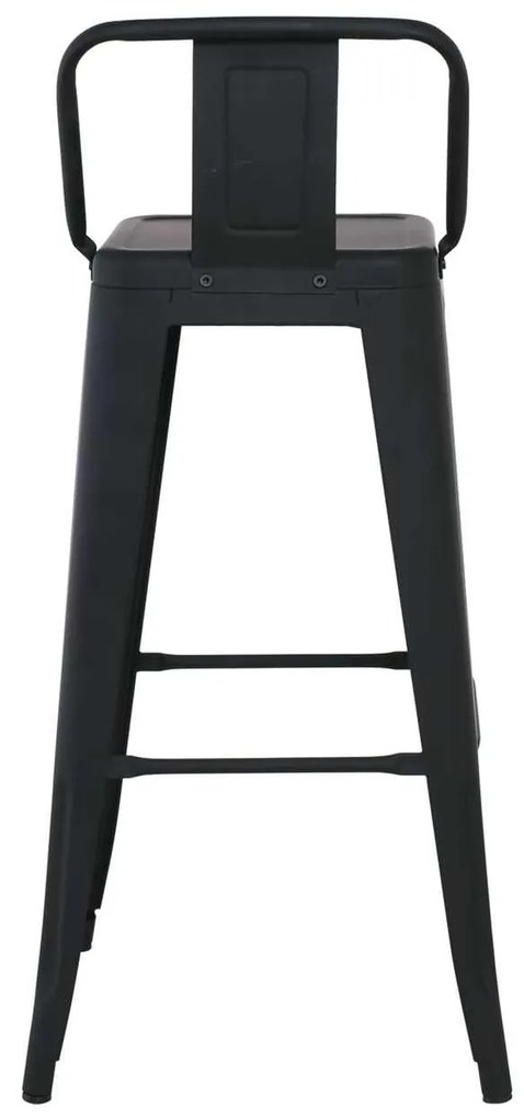 Σκαμπώ RELIX Bar Με Πλάτη Μαύρο Matte 44x44x76/96cm