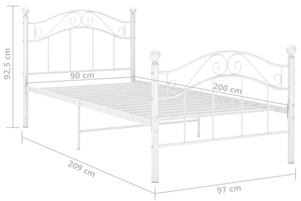 Πλαίσιο Κρεβατιού Λευκό 90 x 200 εκ. Μεταλλικό - Λευκό
