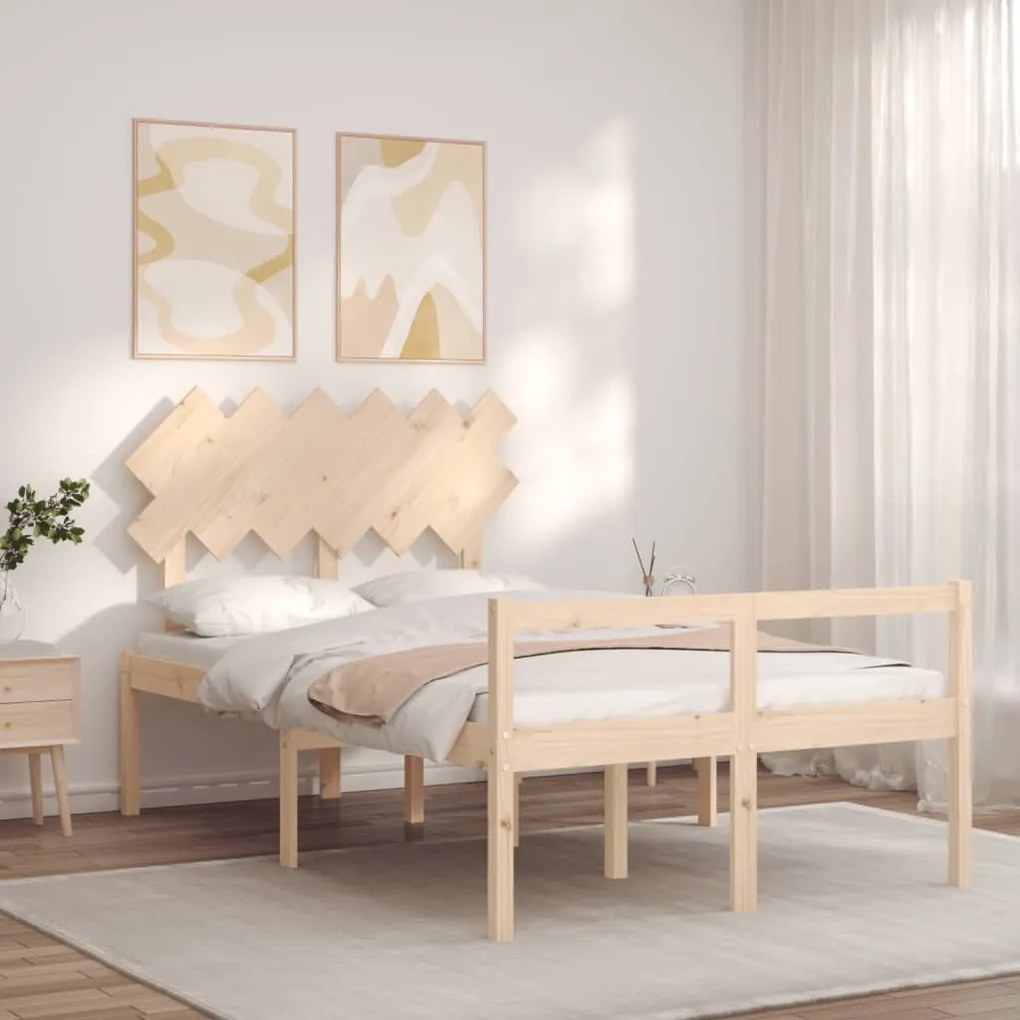 vidaXL Κρεβάτι Ηλικιωμένου με Κεφαλάρι από Μασίφ Ξύλο Small Double