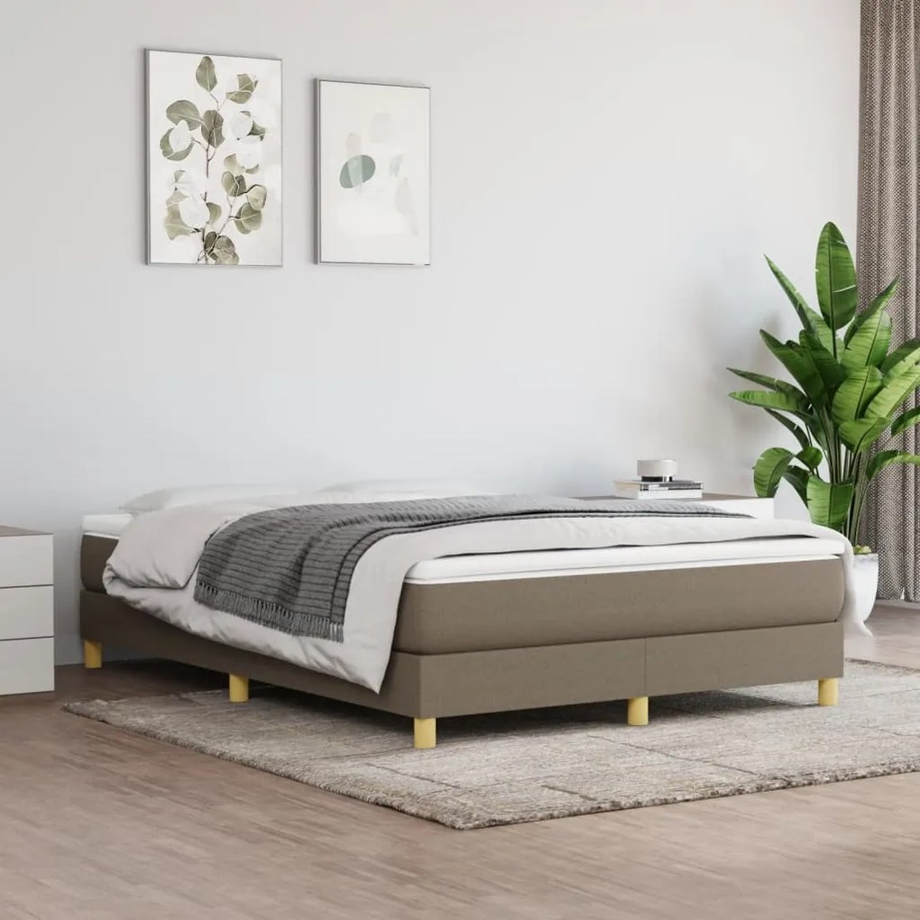 Κρεβάτι Boxspring με Στρώμα Taupe 140x190 εκ. Υφασμάτινο