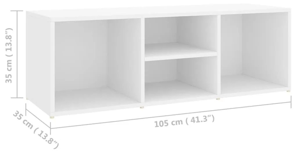 Πάγκος Αποθήκευσης Παπουτσιών Λευκός 105x35x35 εκ. Επεξ. Ξύλο - Λευκό