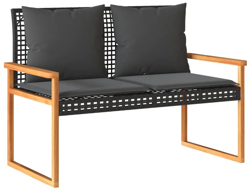 vidaXL Σαλόνι Κήπου Σετ 4 Τεμαχίων Μαύρο Συνθετικό Ρατάν με Μαξιλάρια