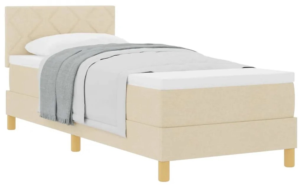 vidaXL Κρεβάτι box spring με στρώμα με στρώμα Κρεμ 80 x 200 cm ύφασμα