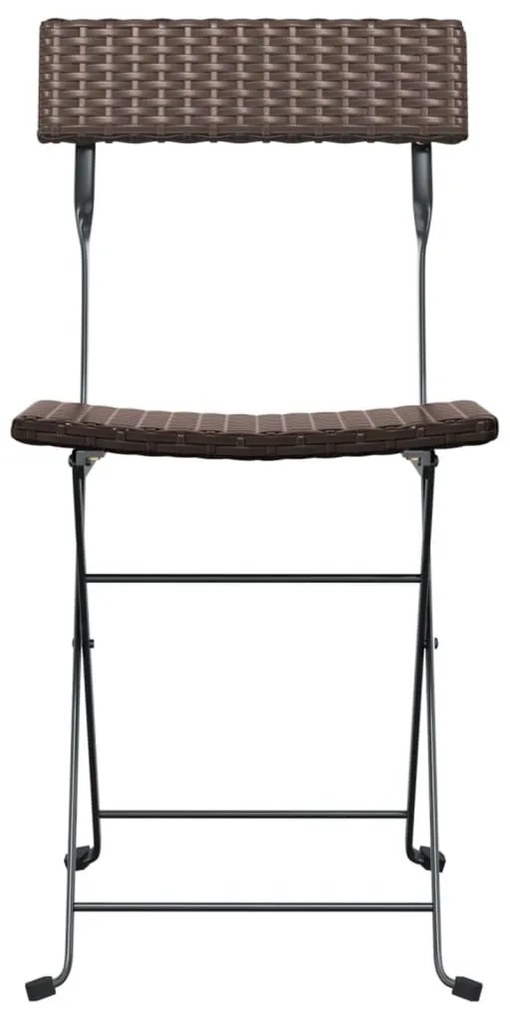 vidaXL Καρέκλες Bistro Πτυσσόμενες 8 τεμ. Καφέ Συνθετικό Ρατάν&Ατσάλι